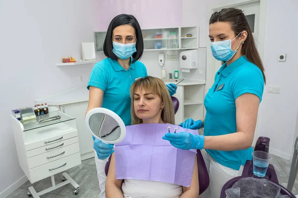 Female Patient Came Appointment Dental Clinic Concept Clients Dentistry — Fotografia de Stock
