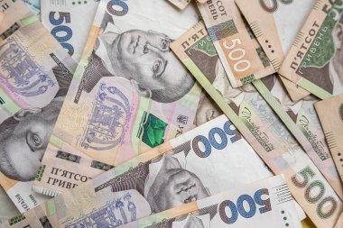 banking and finance banknotes of 500 1000 Ukrainian hryvnia as background. finance concept, wealthy 