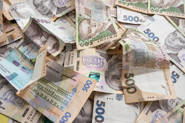 Uah Paper Money 500 1000 Hryvnia Grivna Ukrainian Currency Finance — Foto Stock