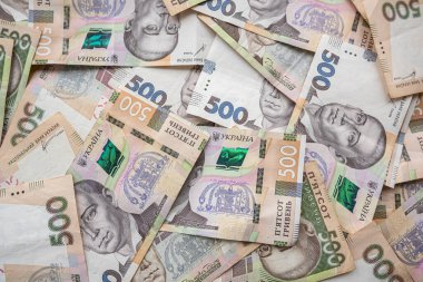 Yeni Hryvnia 500 Ukrayna parası. Ulusal para birimi UAH. Finans kavramı
