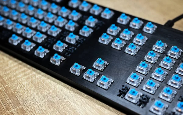 Disassembled Black Gaming Mechanical Keyboard Keyboard Keys Disassembled Cleaning Backlight — Stock Photo, Image