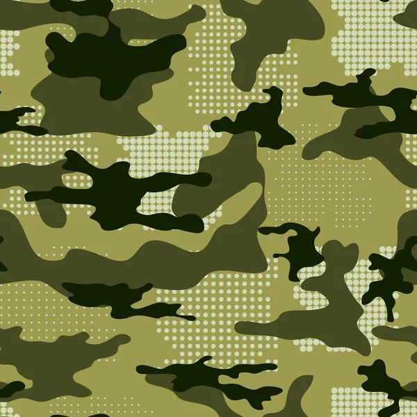 Camouflage Vektor Nahtlose Muster Militärische Textur Armeeuniform Ornament — Stockvektor