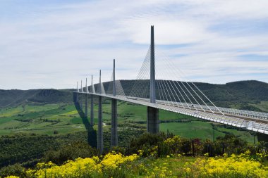 Millau viaduct landscape in southern France clipart