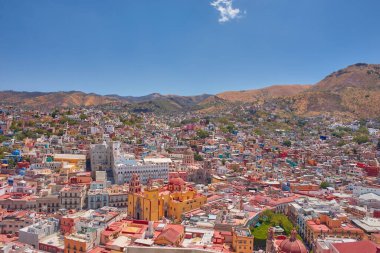 Aerial photography of the city of Guanajuato during the day with a clear sky, no peopl clipart