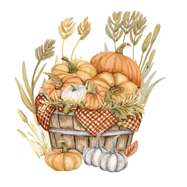 Watercolor Autumn Vintage Composition — Stock Vector