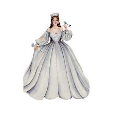 Suluboya moda illüstrasyonu, yeni yıl ağacı olan Noel kızı, yürüyen kız, topuklu bacaklar, kot pantolon giymiş bacaklar..