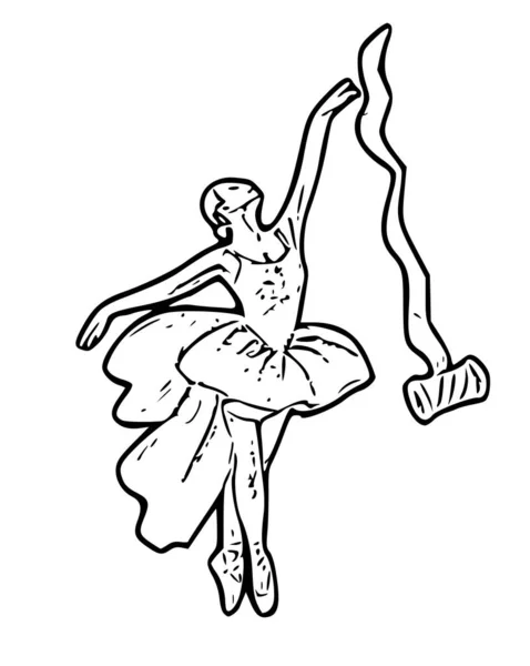 Dansende Ballerina Met Buidelvlieg — Stockvector