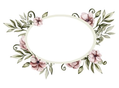  Suluboya romantik klasik çiçek çerçeveleri kompozisyonu