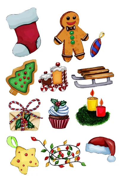 Christmas Decoration Set Clipart — Stock Photo, Image