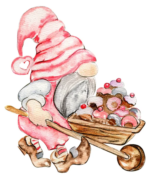 Gnomes Aquarelle Amour Pour Saint Valentin — Image vectorielle