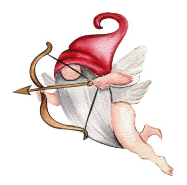 Sevgililer Günü 'ne aşık suluboya cüceler.