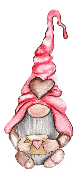Gnomes Aquarelle Amour Pour Saint Valentin — Photo