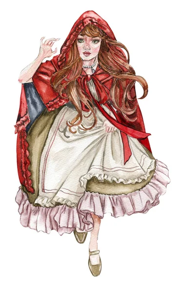 Illusztrációk Könyv Little Red Riding Hood Vadász Nagymama Farkas Kosár — Stock Fotó