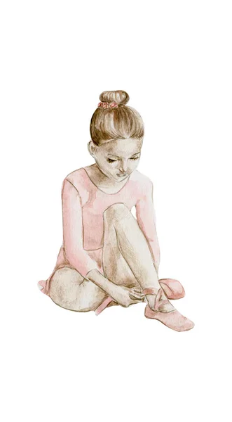 Akvarel Tanec Malé Baleríny — Stock fotografie
