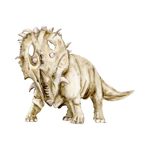 Akwarela Tropikalny Dinozaur Ręcznie Malowane Słodkie Dinozaury Dino Ilustracja Projektowania — Wektor stockowy