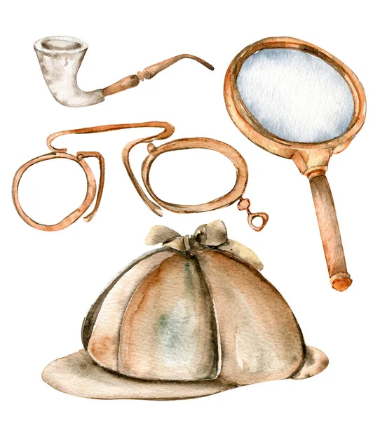 Ensemble Lunettes Bouchon Tuyau Fumeur Loupe — Image vectorielle