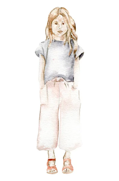 Petite Fille Fashionista Style Boho — Image vectorielle