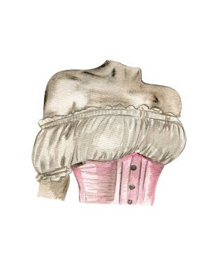 Bir korse içinde suluboya el çizilmiş balerin.