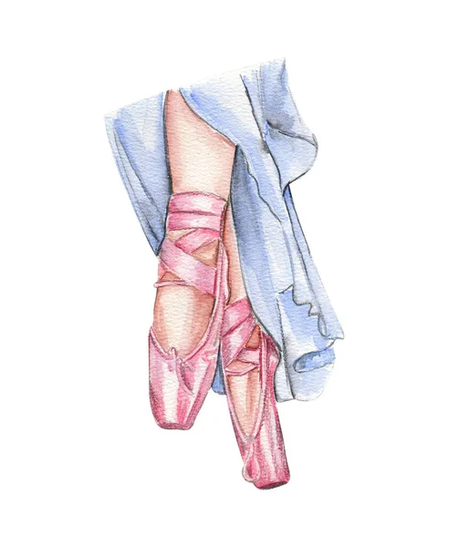 Watercolor Ballerina Feet Ballet Slippers — Stock Vector