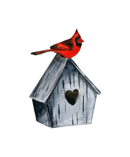 Hand Drawn Wooden Birdhouses — Stock Photo, Image