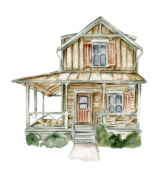 Hand Drawn Wooden Farm House — Fotografia de Stock