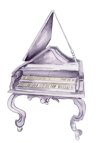 Vecchio Pianoforte Coda Disegnato Mano Una Fiaba — Vettoriale Stock