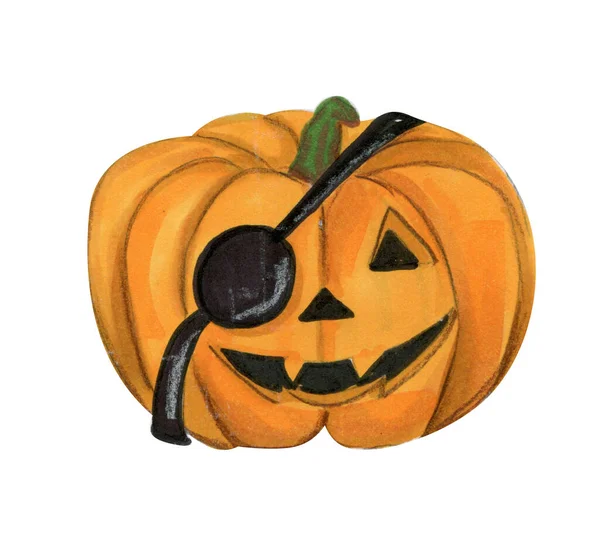 Calabaza Halloween Divertida Dibujada Mano — Vector de stock