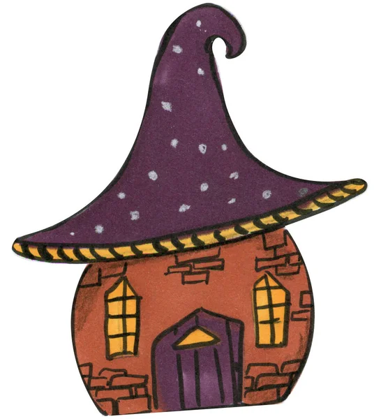 Halloween Aranyos Házak Kézzel Rajzolt Akvarell Elem — Stock Vector