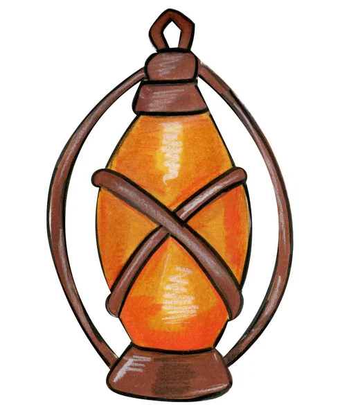 Handgezeichnete Lampe Aus Eisen Und Glas — Stockvektor