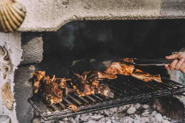 South American Style Barbecue Different Cuts Veal Blood Sausage — ストック写真