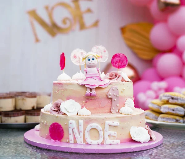 Birthday Cake Little Girl — Zdjęcie stockowe