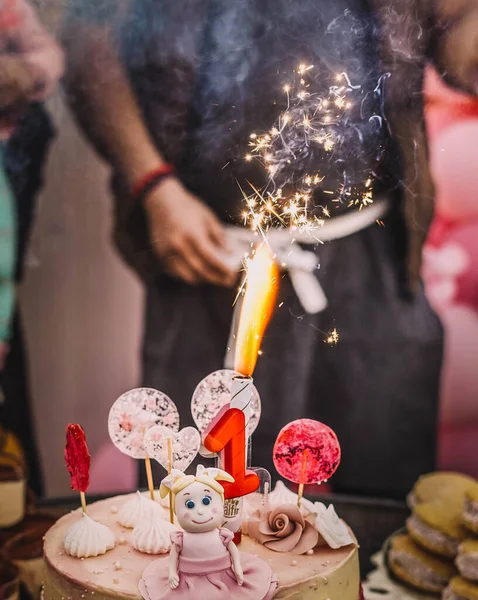 Birthday Cake Little Girl — Zdjęcie stockowe