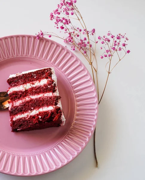 Delicious Red Velvet Cake Portion — Fotografia de Stock