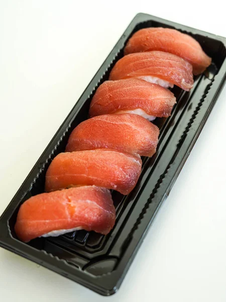 Tray Six Pieces Sushi Tuna Nigiris — Photo