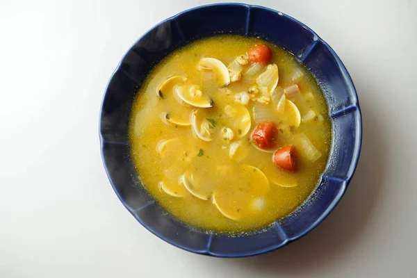 Prato Sopa Frutos Mar Com Amêijoas Camarões — Fotografia de Stock