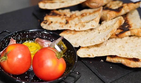 Ração Pão Com Tomate Típico Catalunha — Fotografia de Stock