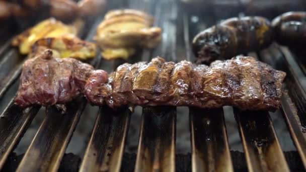 Excellent Cut Meat Burning Grill — Vídeos de Stock