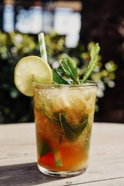 A Mojito made with rum, mint, sugar and lime