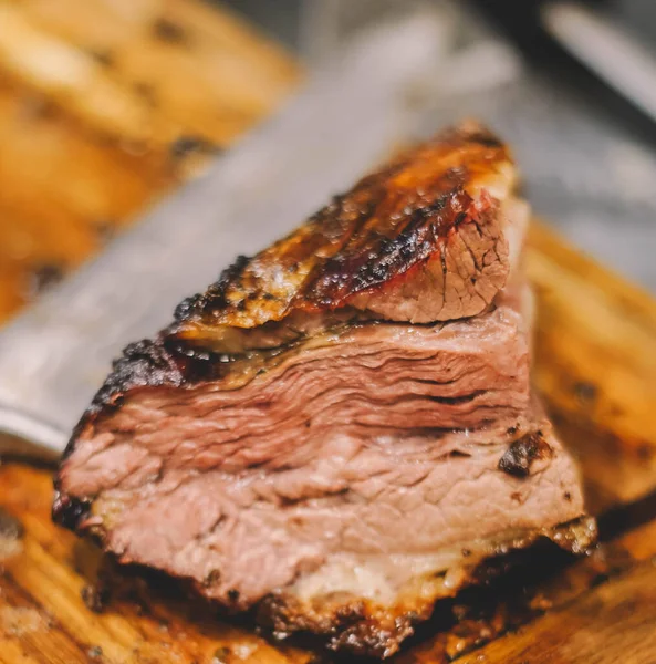 Carne Excelente Qualidade Uma Placa Madeira — Fotografia de Stock