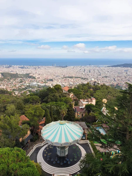 Panoramautsikt Över Barcelona Från Tibidabo Hill — Stockfoto