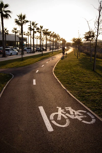 Fietspad Nieuw Fietspad Stad Fietspaden Sitges Spanje — Stockfoto