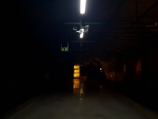 Stairs Dark Underground Subway Escape Darkness Metro Station Barcelona Spain — Stock Photo, Image