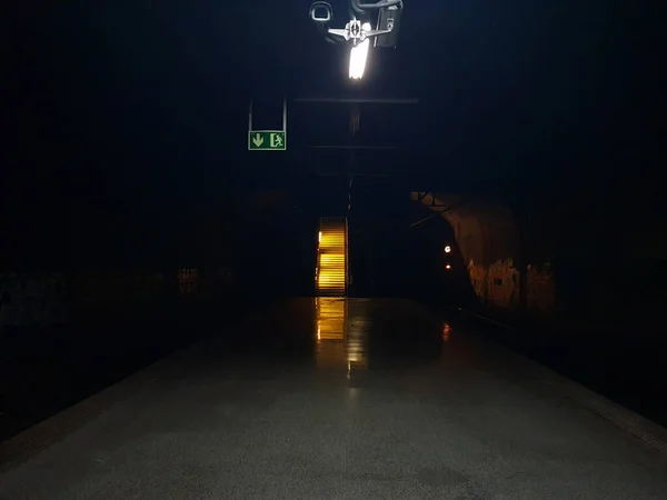 Stairs Dark Underground Subway Escape Darkness Metro Station Barcelona Spain — Stock Photo, Image