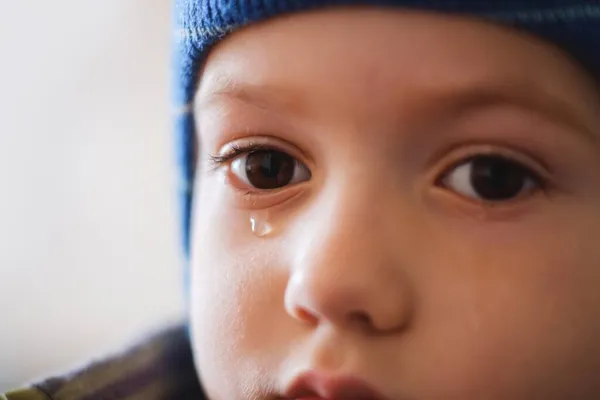Dziecko Płacze Chłopiec Wyraz Twarzy Dziecko Smutek Trochę — Zdjęcie stockowe