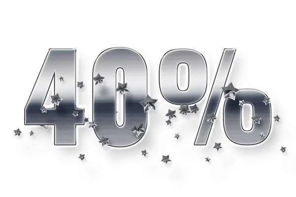 Silver Numbers Stars Percent White Background Price Labele Sale Promotion — Stock Photo, Image