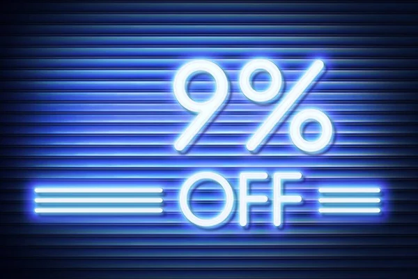 Price labele sale promotion market discount percent. banner Neon glow numbers 9 off
