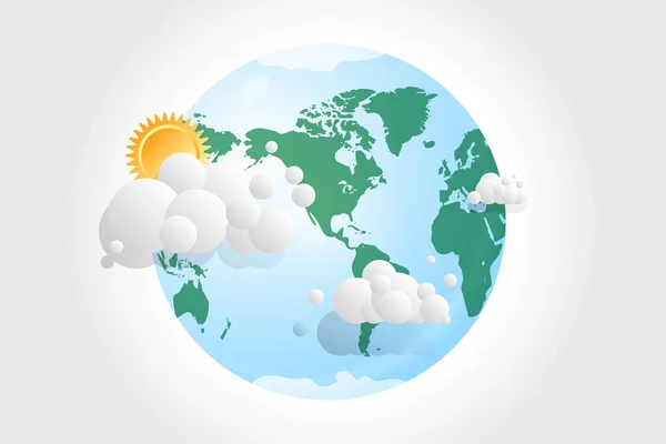 World Environment Day Concept Sun Clouds Earth Concept Vector — ストックベクタ