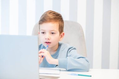 Distance school education homework learning. technology pupil