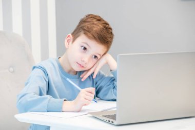 Distance school education homework learning. pupil technology