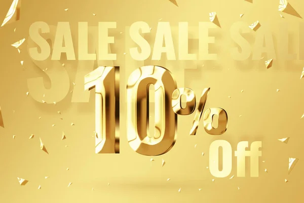 Golden Inscription Golden Background Price Labele Sale Promotion Market Discount — Zdjęcie stockowe